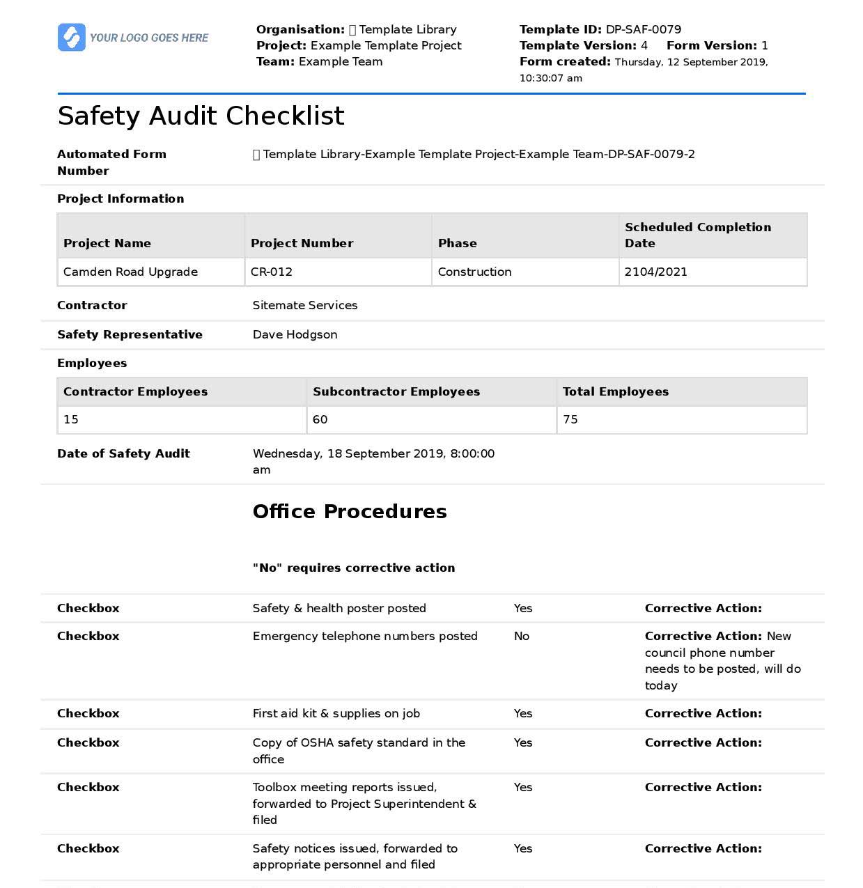 Safety audit document export Safety audit document export